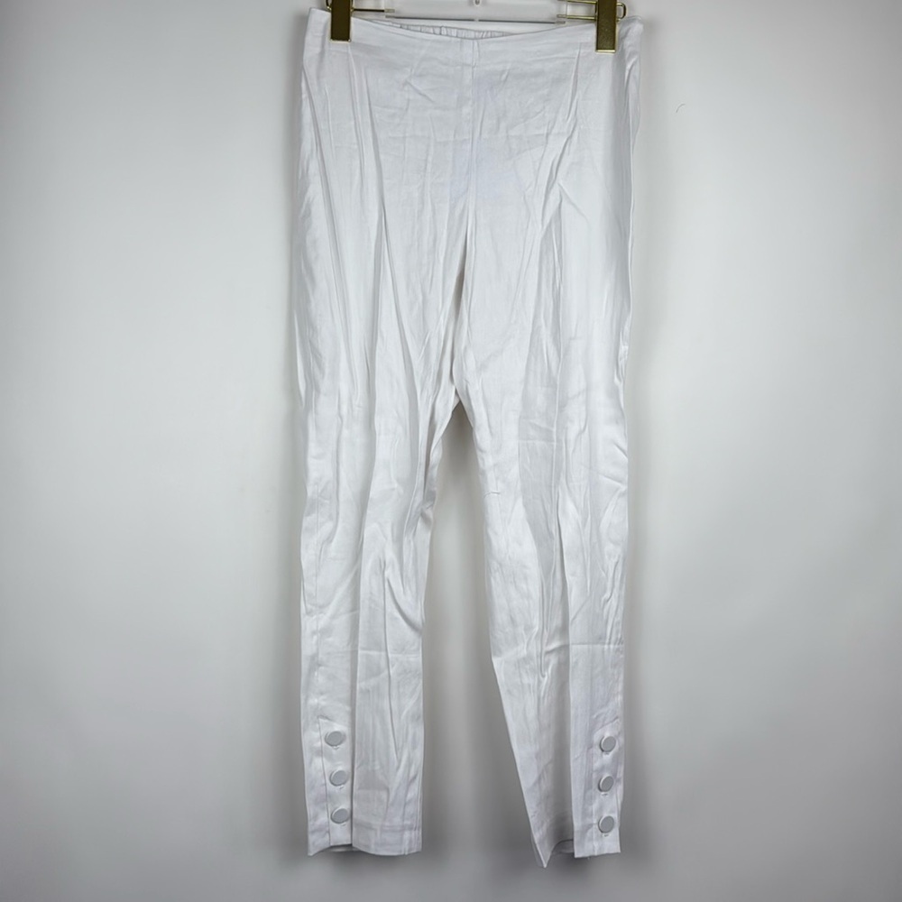 J.Jill Linen Stretch Button Cuff Cropped Pants Womens White Size XS
